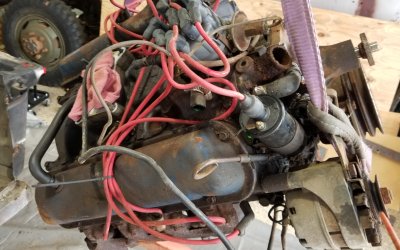 66 Mustang engine on stand